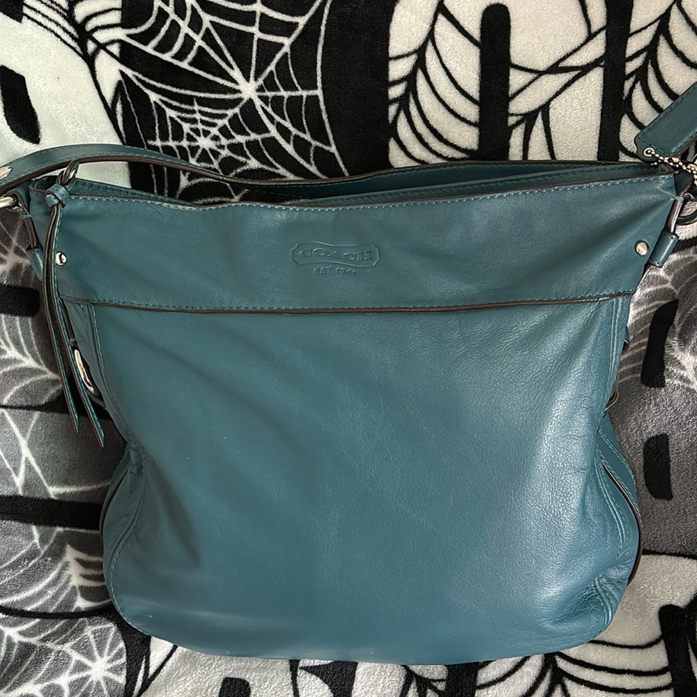 Coach Teal Leather Shoulder Bag
